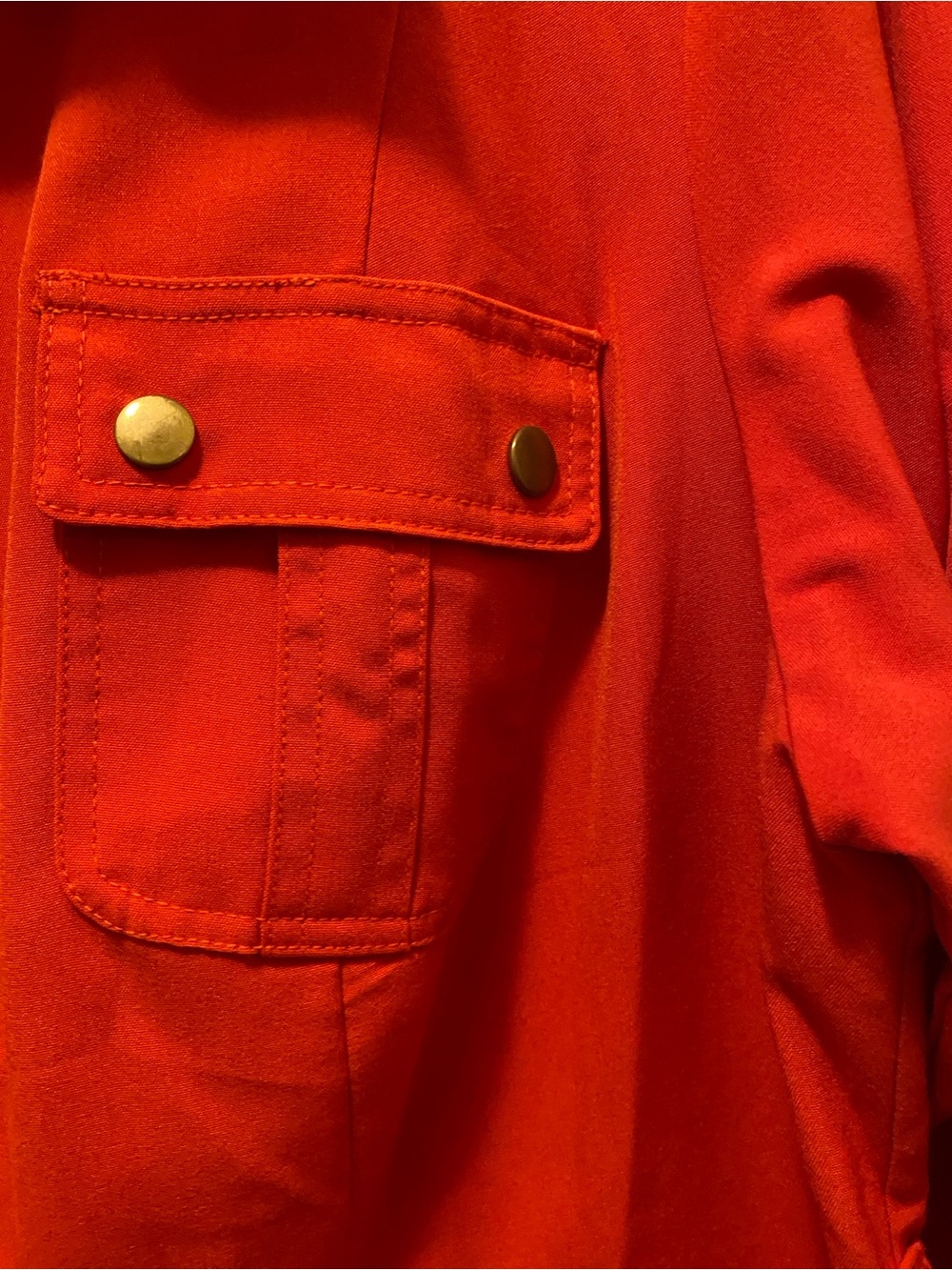 Sharagano Women's Bright Orange Utility Zip-Front Jacket Dress - Picture 5 of 16
